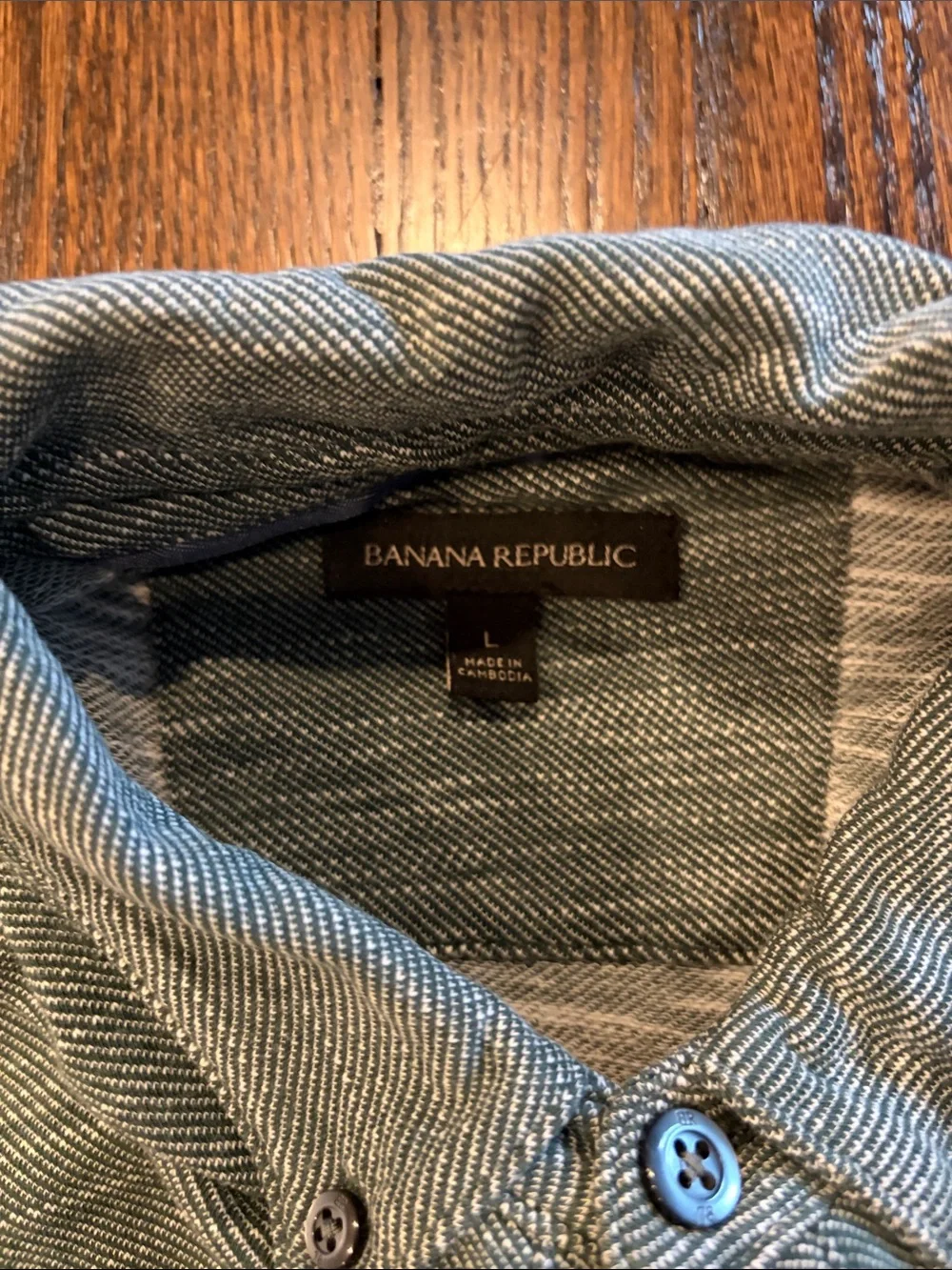 Banana Republic Men's Casual Green Heathered Polo Shirt